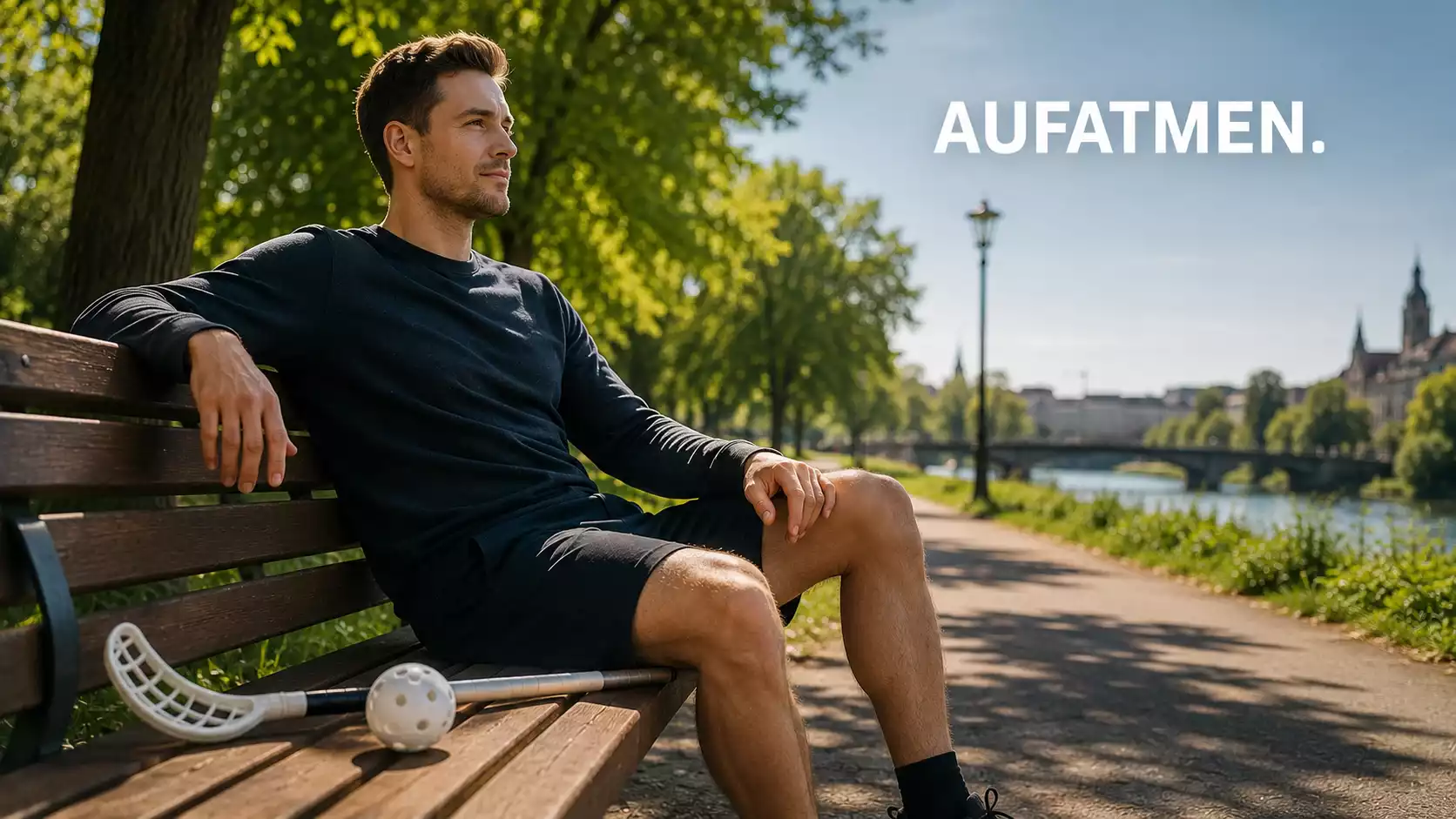 Entspannte Person geniesst eine bewusste Auszeit vom Wetten im Freien