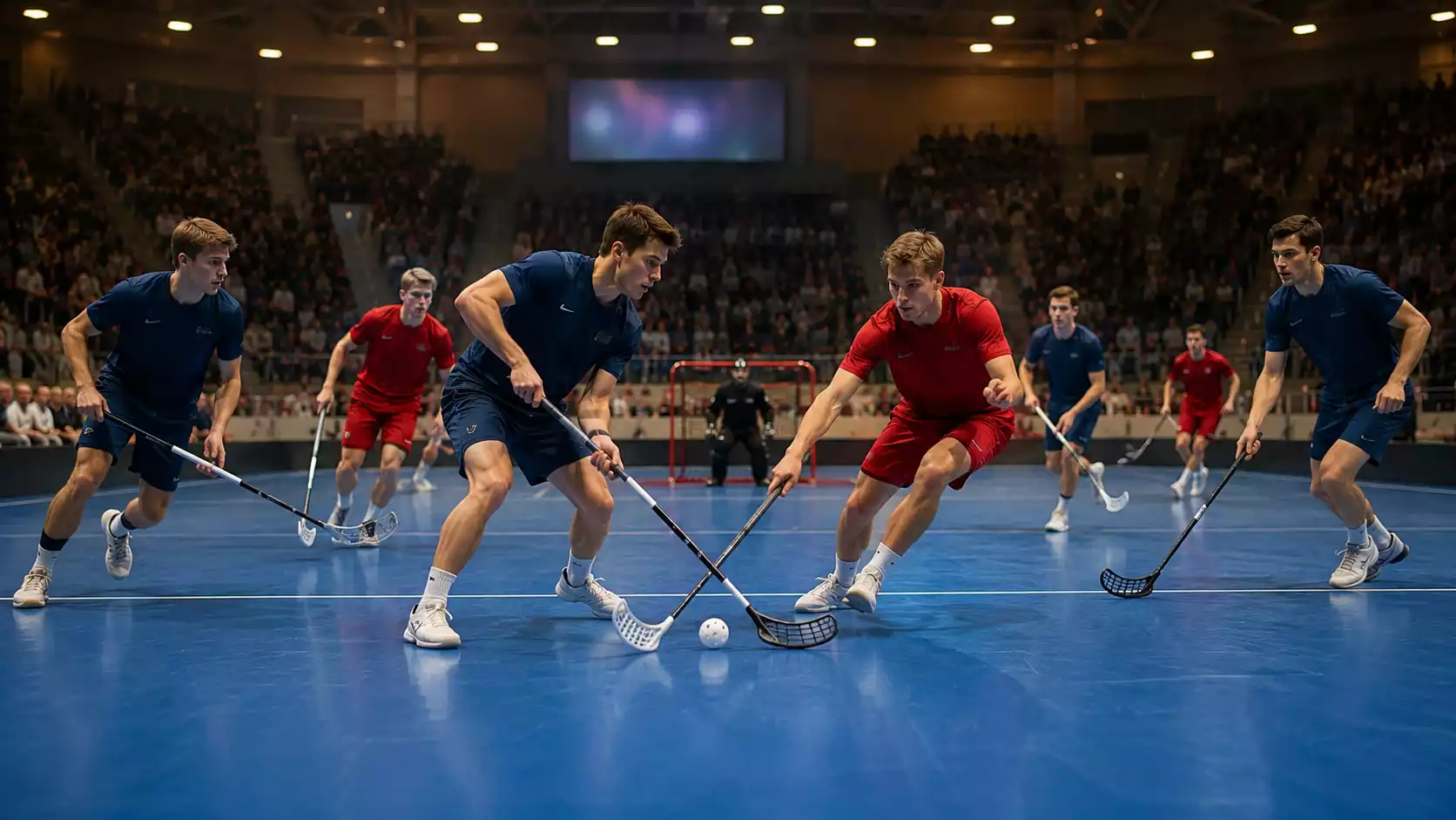 Anzeigetafel mit Spielstand eines Unihockey-Spiels als Symbol für den 1X2-Ergebnismarkt