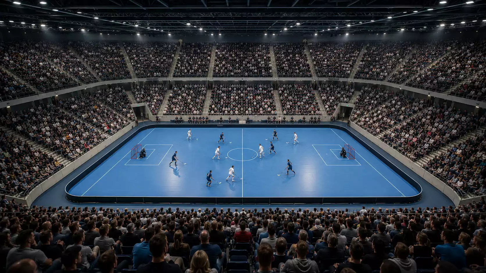 Volle Tribünen bei der Floorball-Heim-Weltmeisterschaft 2022 in Zürich mit jubelnden Zuschauern