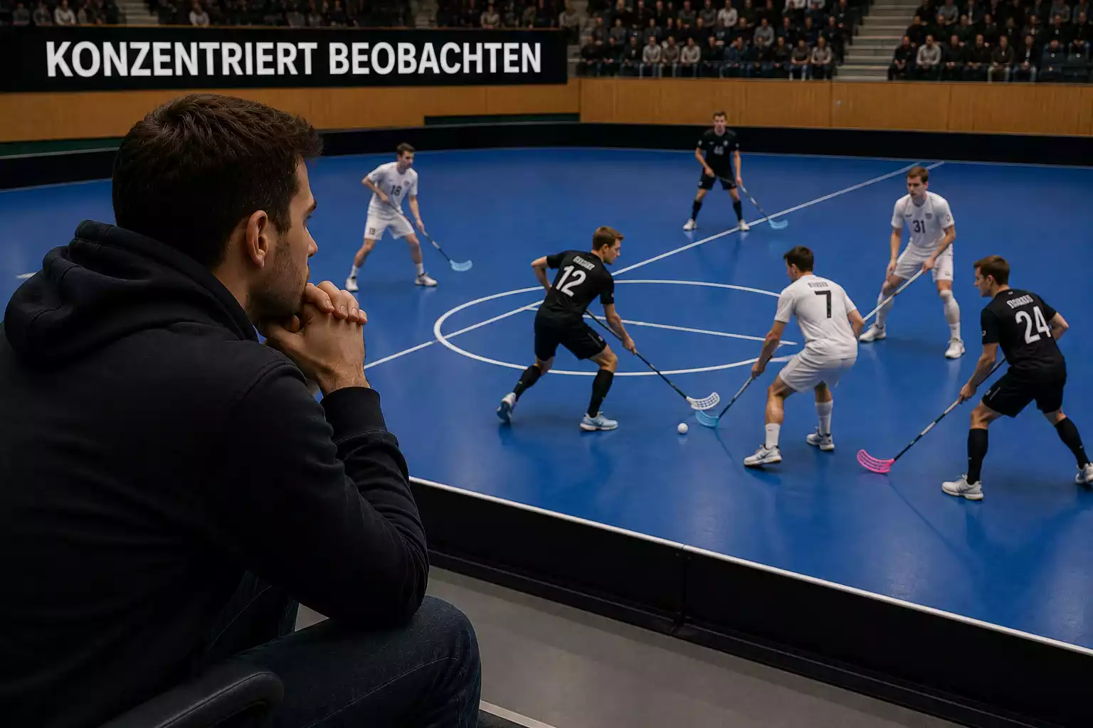 Konzentrierter Wettender beobachtet das Spiel statt impulsiv zu reagieren