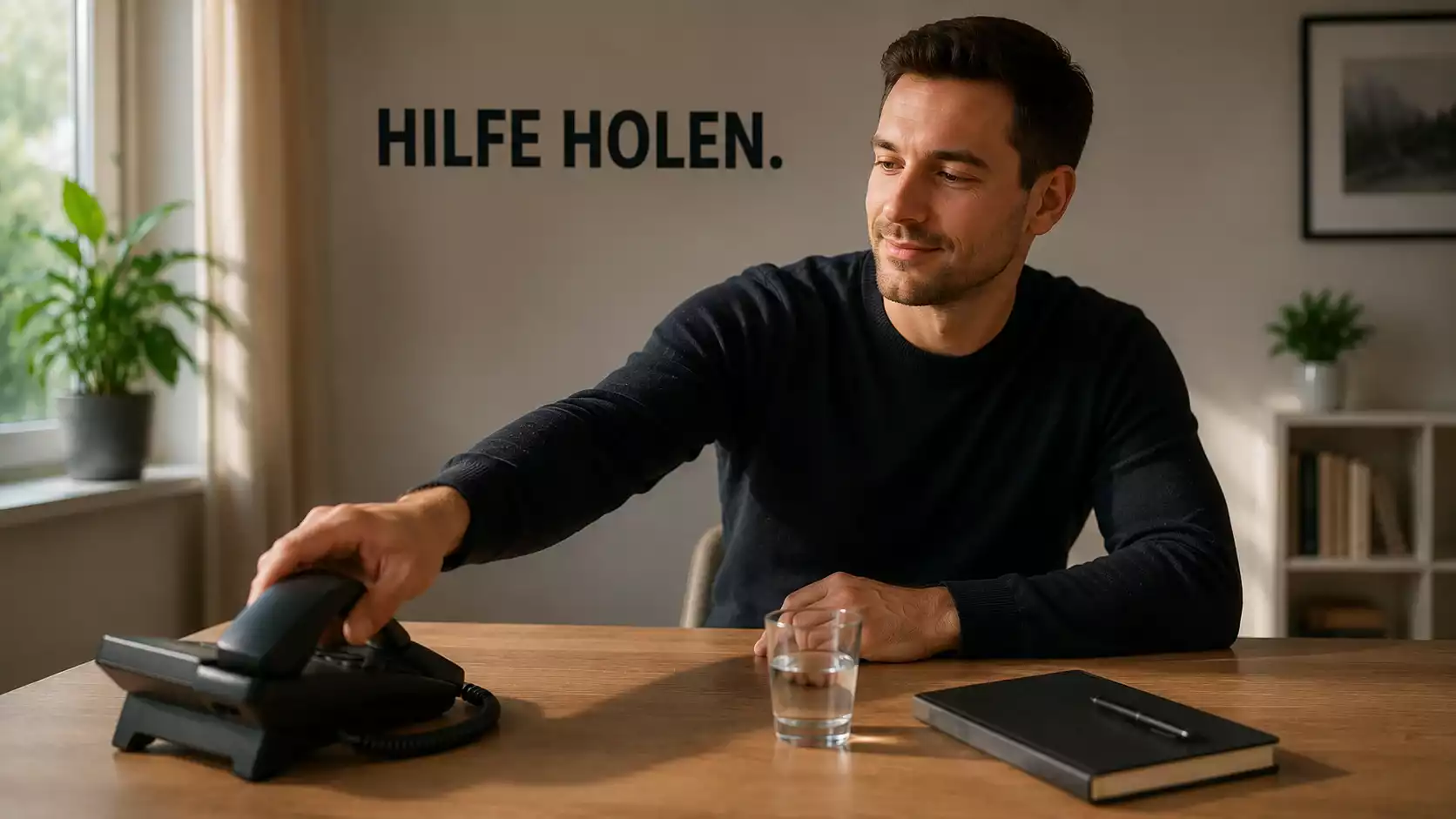 Person greift zum Telefon, um eine Beratungsstelle zu kontaktieren