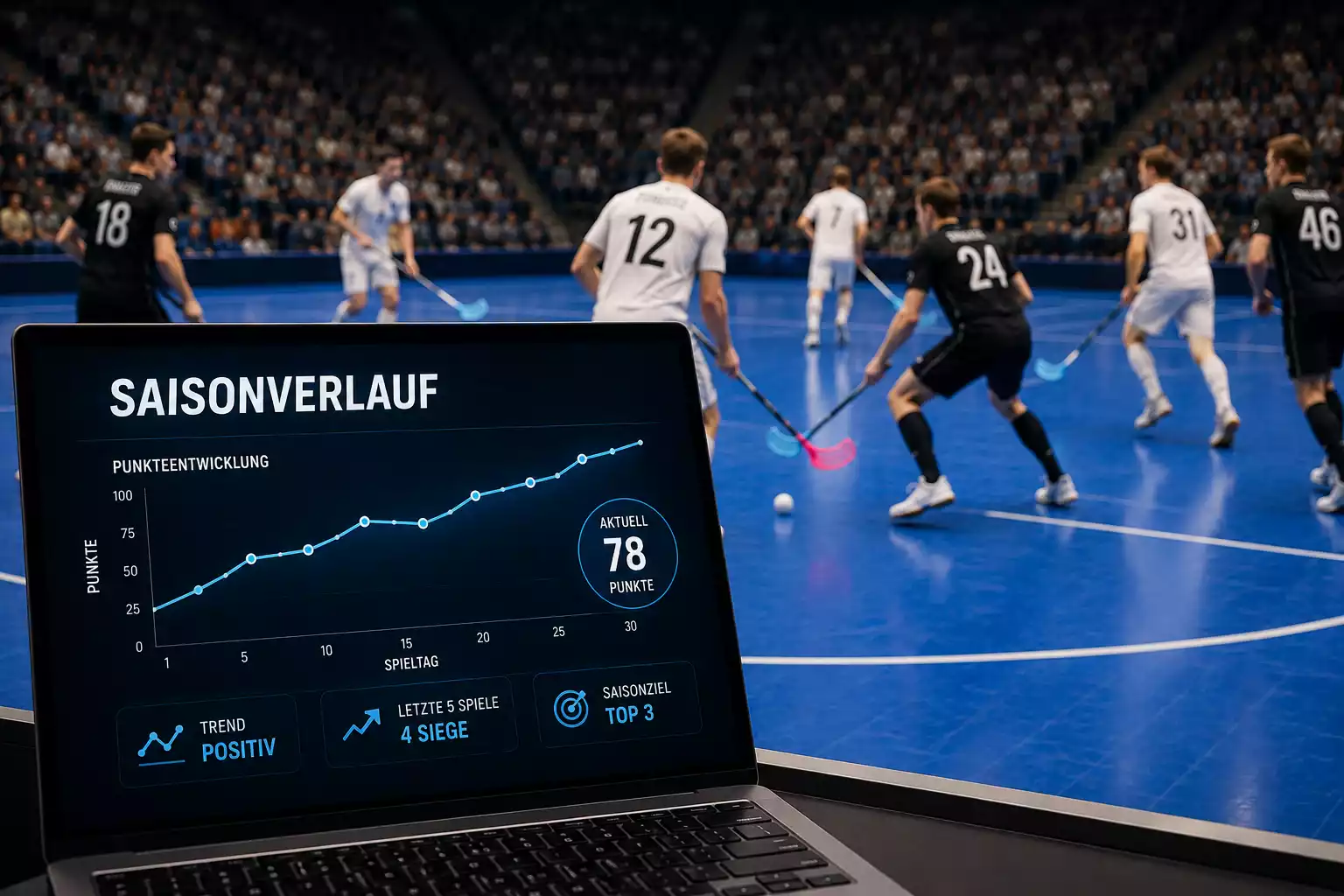 Schlichte Tabellendarstellung zum Saisonverlauf der höchsten Unihockey-Liga