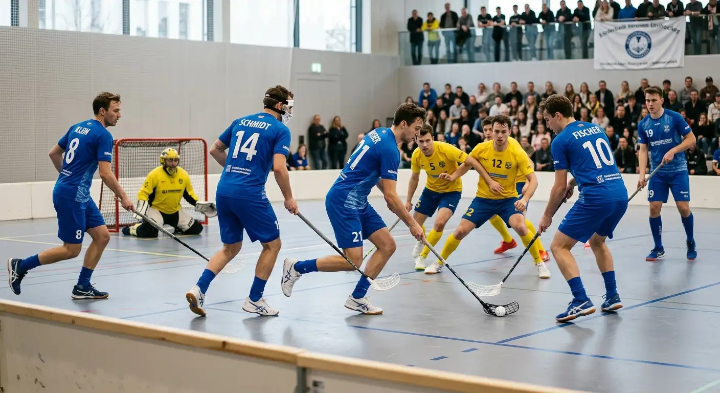 Unihockey-Team nutzt eine Überzahlsituation mit klarer Feldüberlegenheit