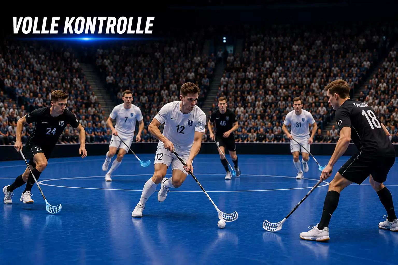 Spielfeld und Tribünen einer Partie der obersten Schweizer Unihockey-Liga