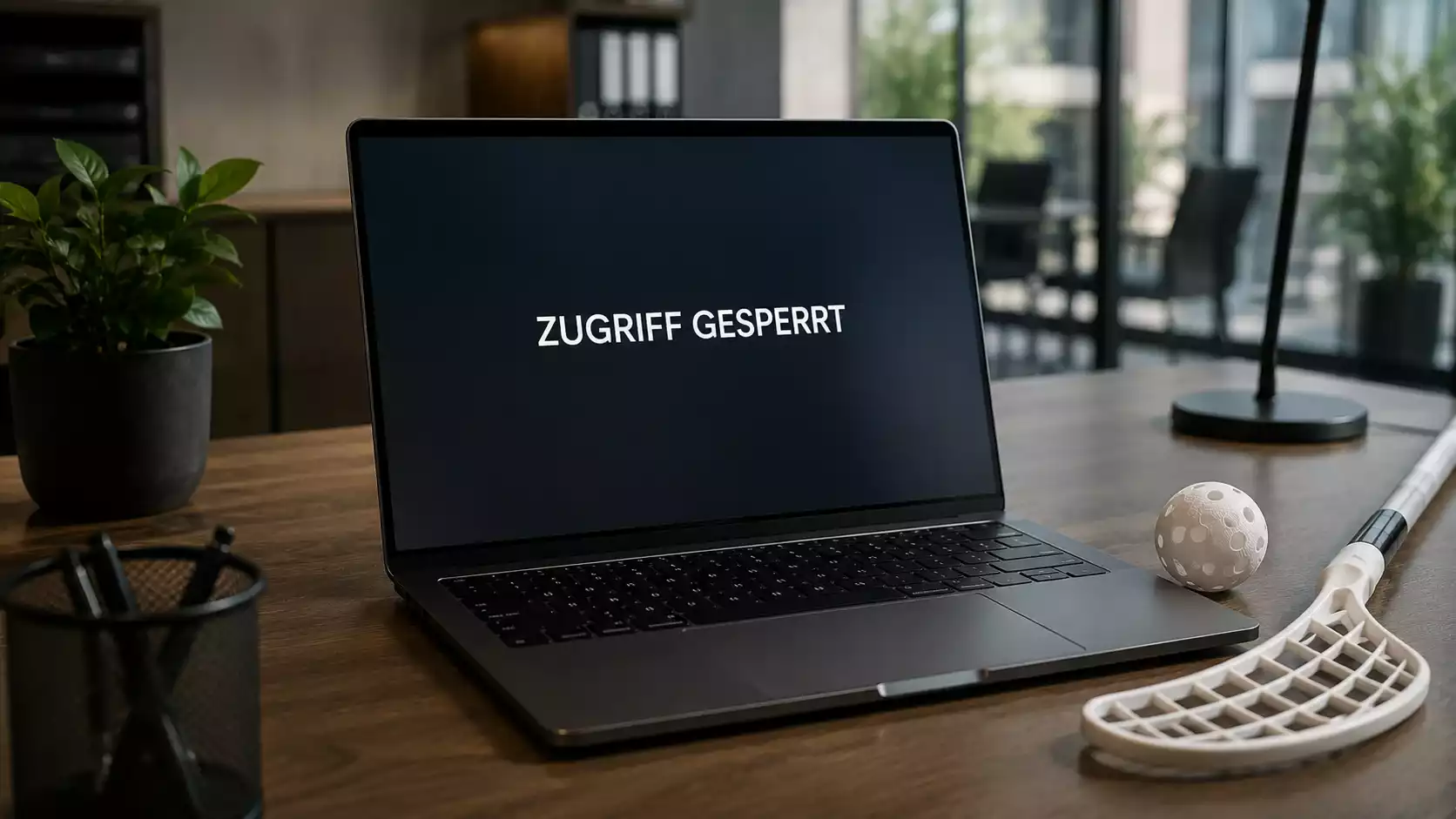 Laptop zeigt eine in der Schweiz blockierte Glücksspielseite mit Warnhinweis