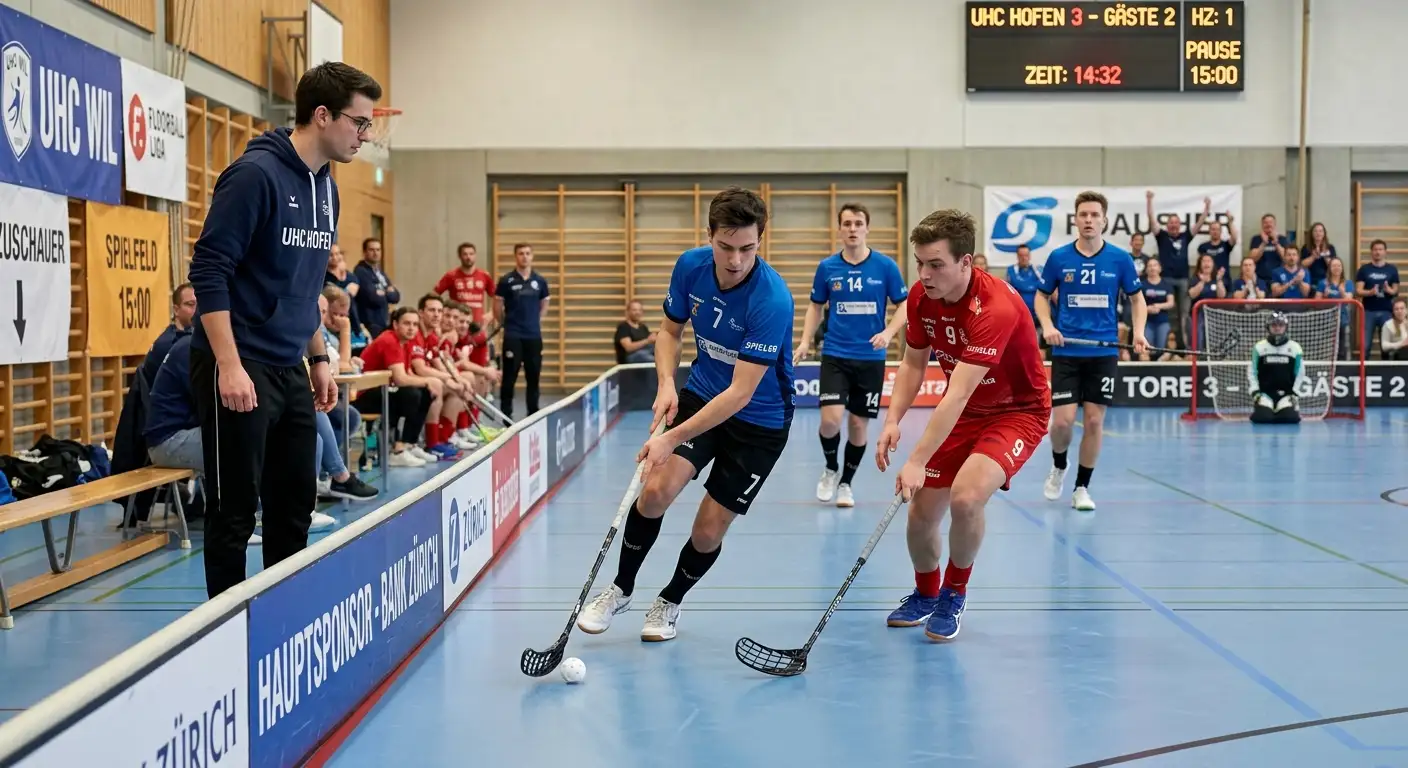 Aufmerksamer Beobachter verfolgt das Tempo und die Druckphasen eines Unihockey-Spiels