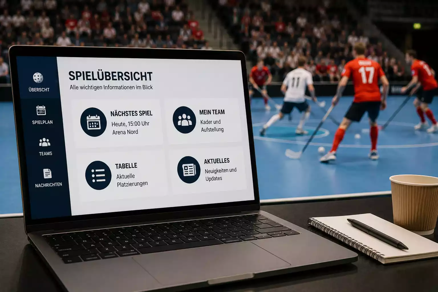 Online-Wettkonto auf einem Laptop mit Unihockey-Spielen im Angebot