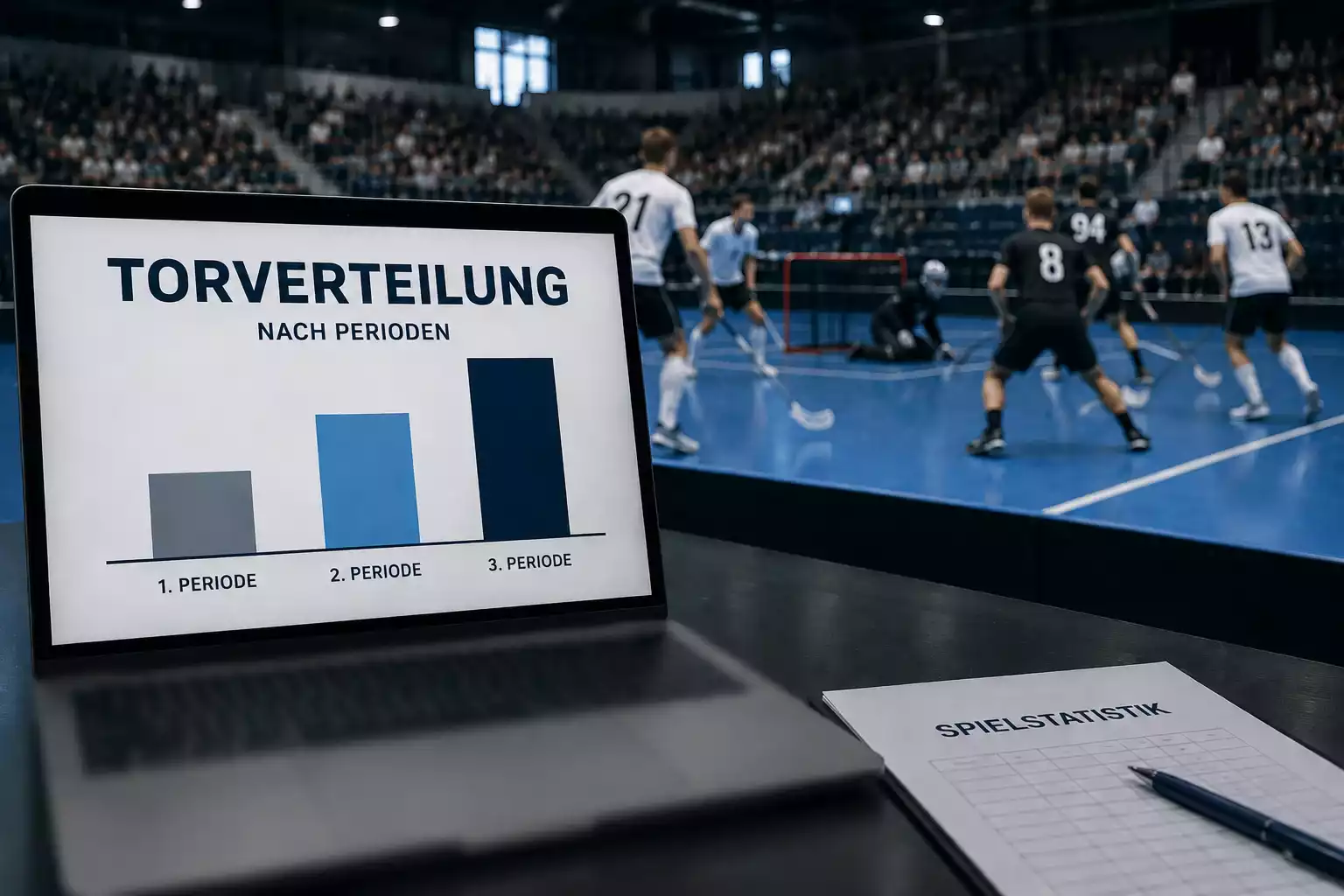 Schlichte Balkendarstellung der Torverteilung über die drei Drittel eines Spiels