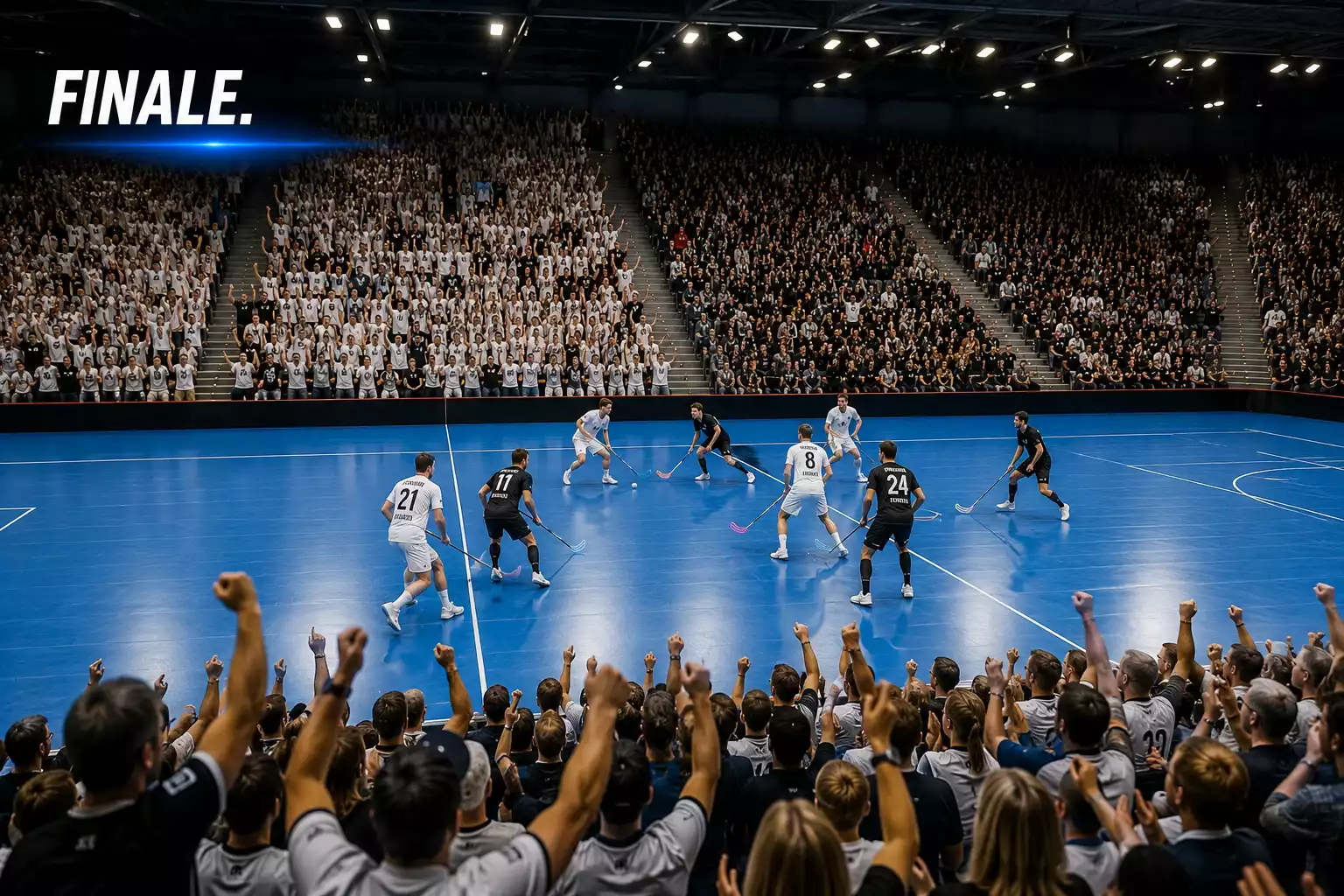 Aufgeheizte Stimmung in der Halle während eines Unihockey-Finalspiels