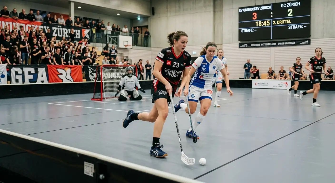 Laufendes Unihockey-Spiel, das legal bewettet werden darf