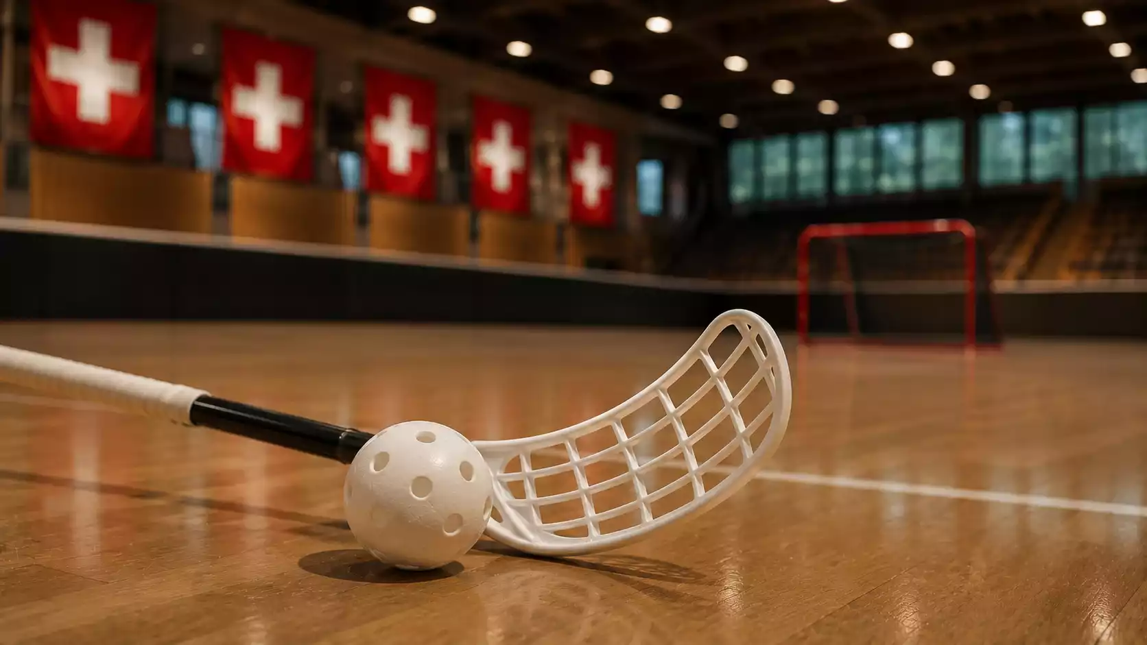 Schweizer Flagge und Unihockey-Ball als Symbol für die zwei legalen Schweizer Wettanbieter